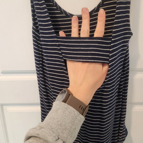 Super soft one-piece bodysuit, cut-out back, navy and white stripes - Picture 2 of 4